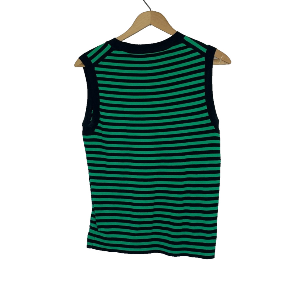 Women's Small J.Crew Green Stripe Cotton Blend Cardigan Sweater Set Preppy - Picture 8 of 8